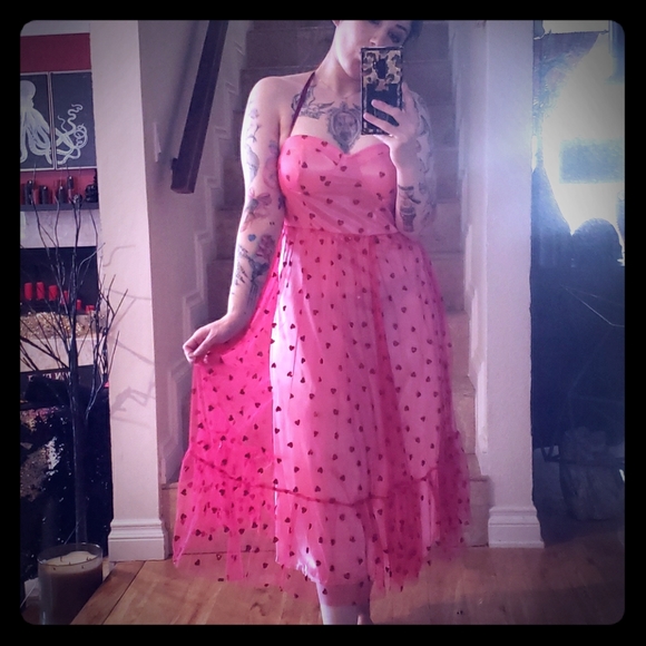 ⭐Pink Glitter Heart Dress - Picture 4 of 10
